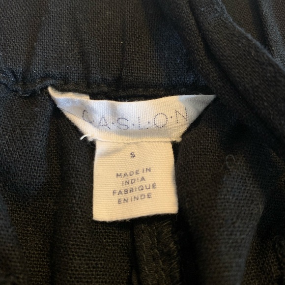 Caslon linen blend crop pants with raw hem and tie waist - Picture 4 of 7